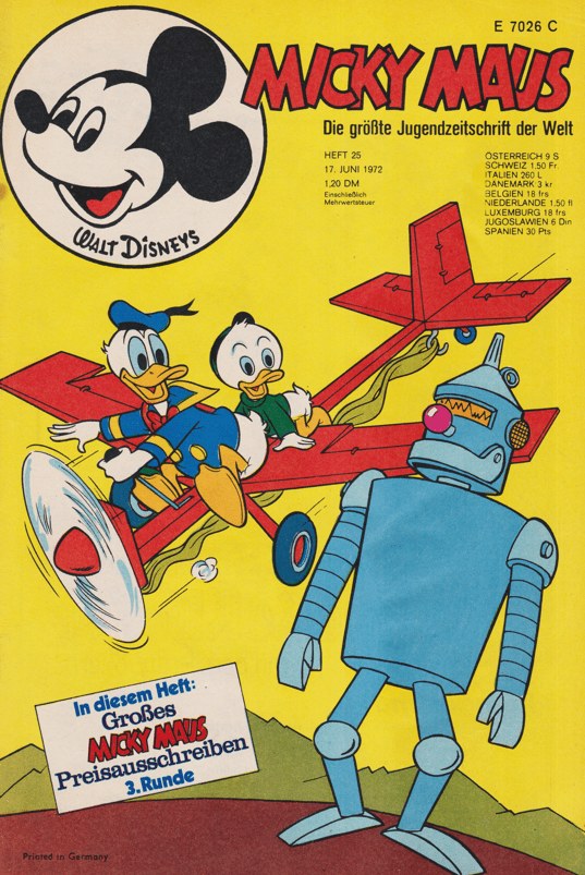 Micky Maus Lehti Saksa 1972-25 – Donald Duck Tick, Trick Oder Track – Alkuperäinen painos