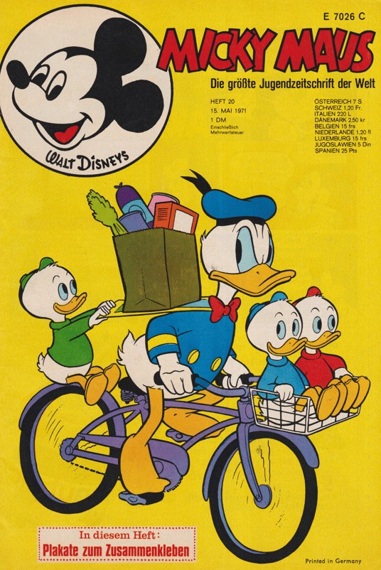 Micky Maus Revista Alemanha 1971-20 – Donald Duck Huey Dewey Louie – Edição original