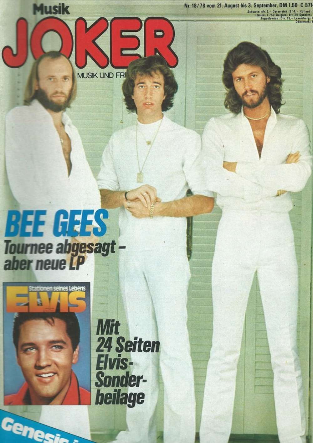 Musik Joker Magazine Germany 1978-18 – Barry Gibb Robin Gibb Maurice Gibb Elvis Presley Genesis – Original Print Issue