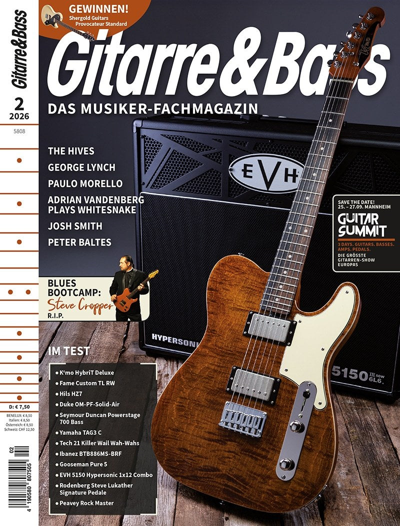 Gitarre & Bass Revista Alemanha 2026-02 – Steve Cropper George Lynch Paulo Morello Adrian Vandenberg Josh Smith – Edição original