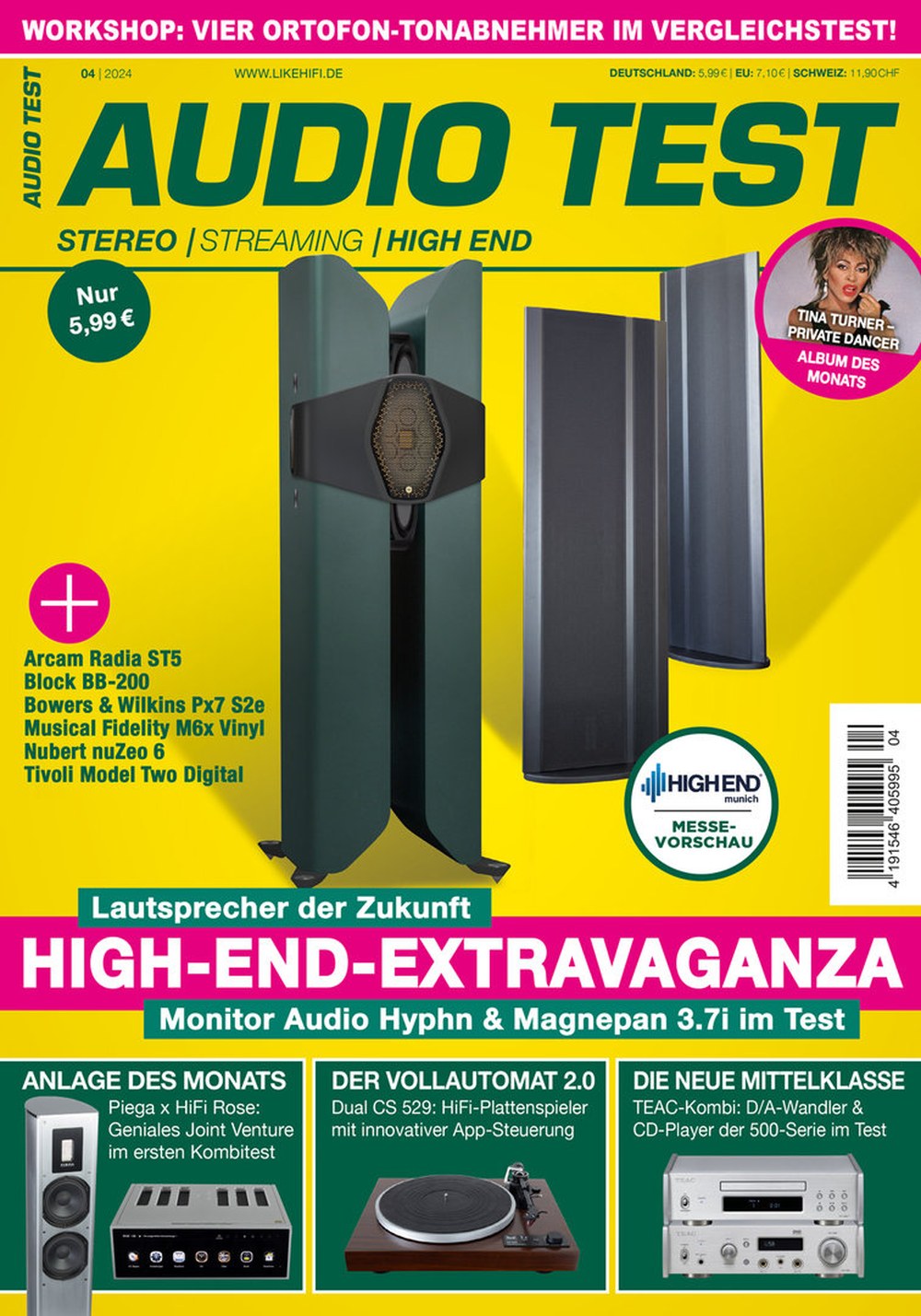 Audio Tijdschrift Duitsland 2024-04 – Tina Turner Monitor Audio Magnepan – Originele uitgave