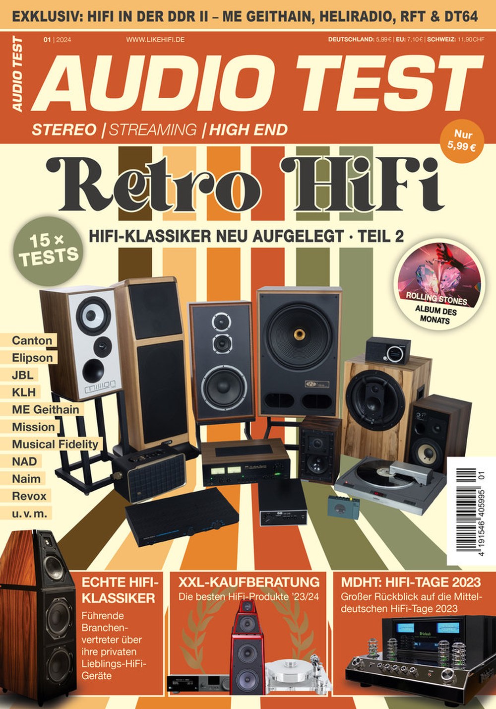 Audio Magasin Tyskland 2024-01 – Rolling Stones Canton Elipson JBL KLH – Originaludgave