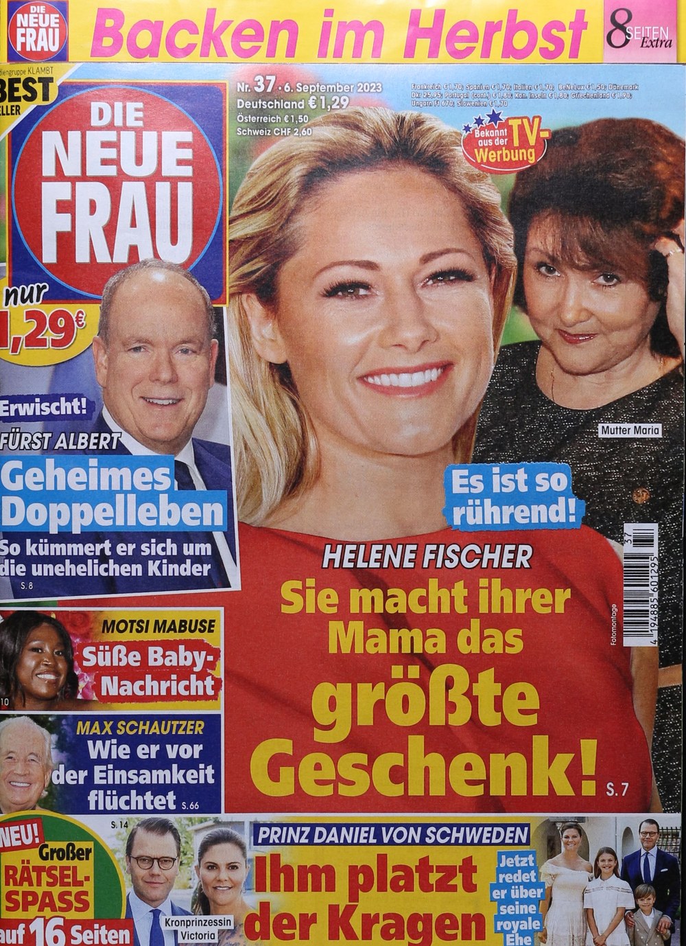 Die Neue Frau 2023-37 – Helene Fischer Albert II. Von Monaco Motsi Mabuse Max Schautzer Daniel Von Schweden – Original Print Issue