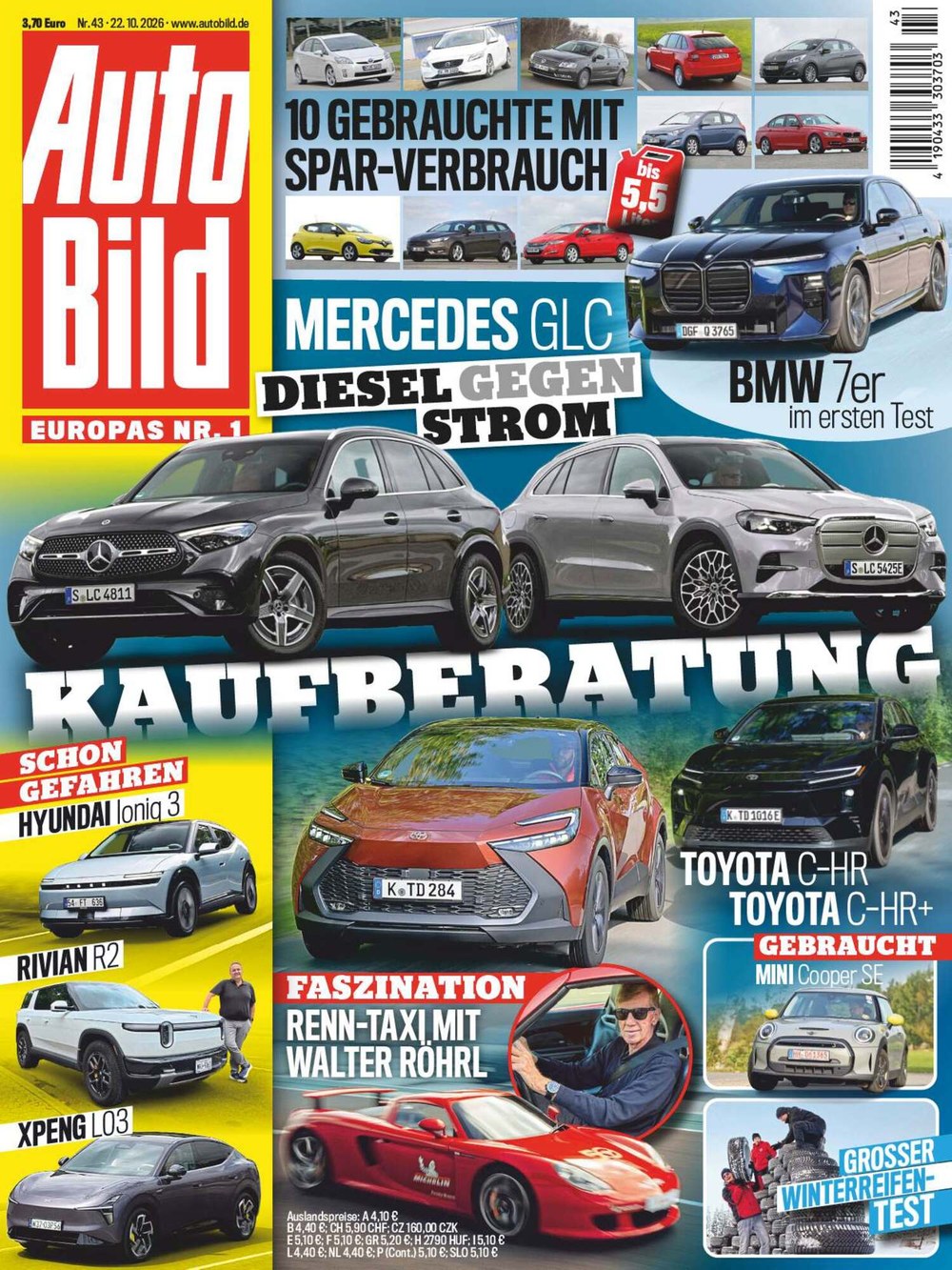 Auto Bild Magazine Allemagne 2026-43 – Walter Röhrl – Édition originale