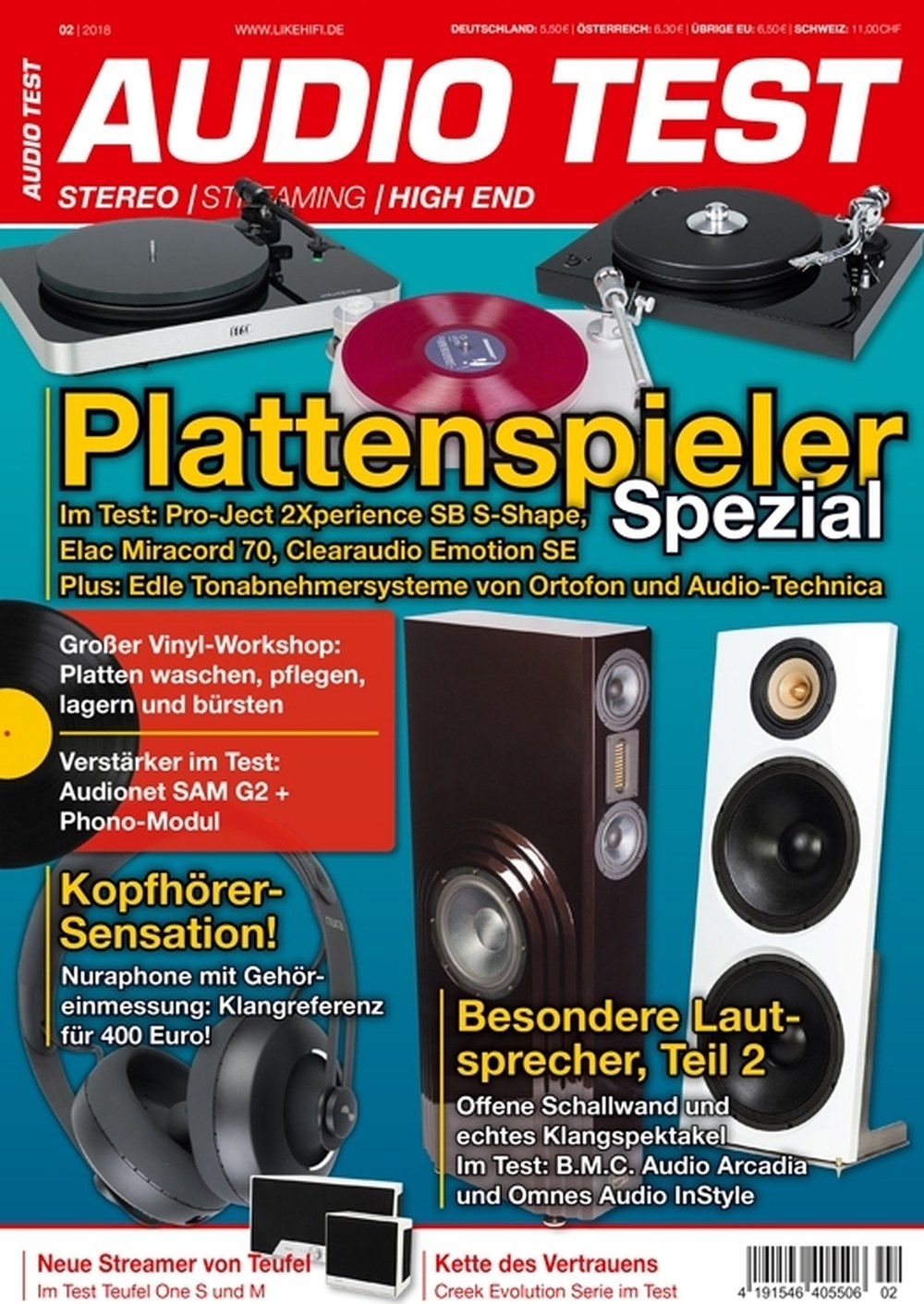 Audio Magazin Deutschland 2018-02 Plattenspieler Pro-Ject 2Xperience SB S-Shape Elac Miracord 70