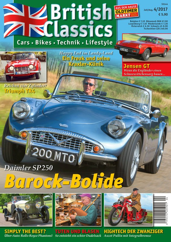 British Classics Magazin Deutschland 2017-04 Daimler SP250 Barock-Bolide Triumph TR4