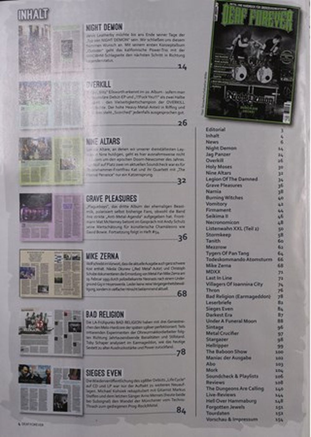 Deaf Forever Magazine Germany 2023 #53 Night Demon Overkill Jag Panzer