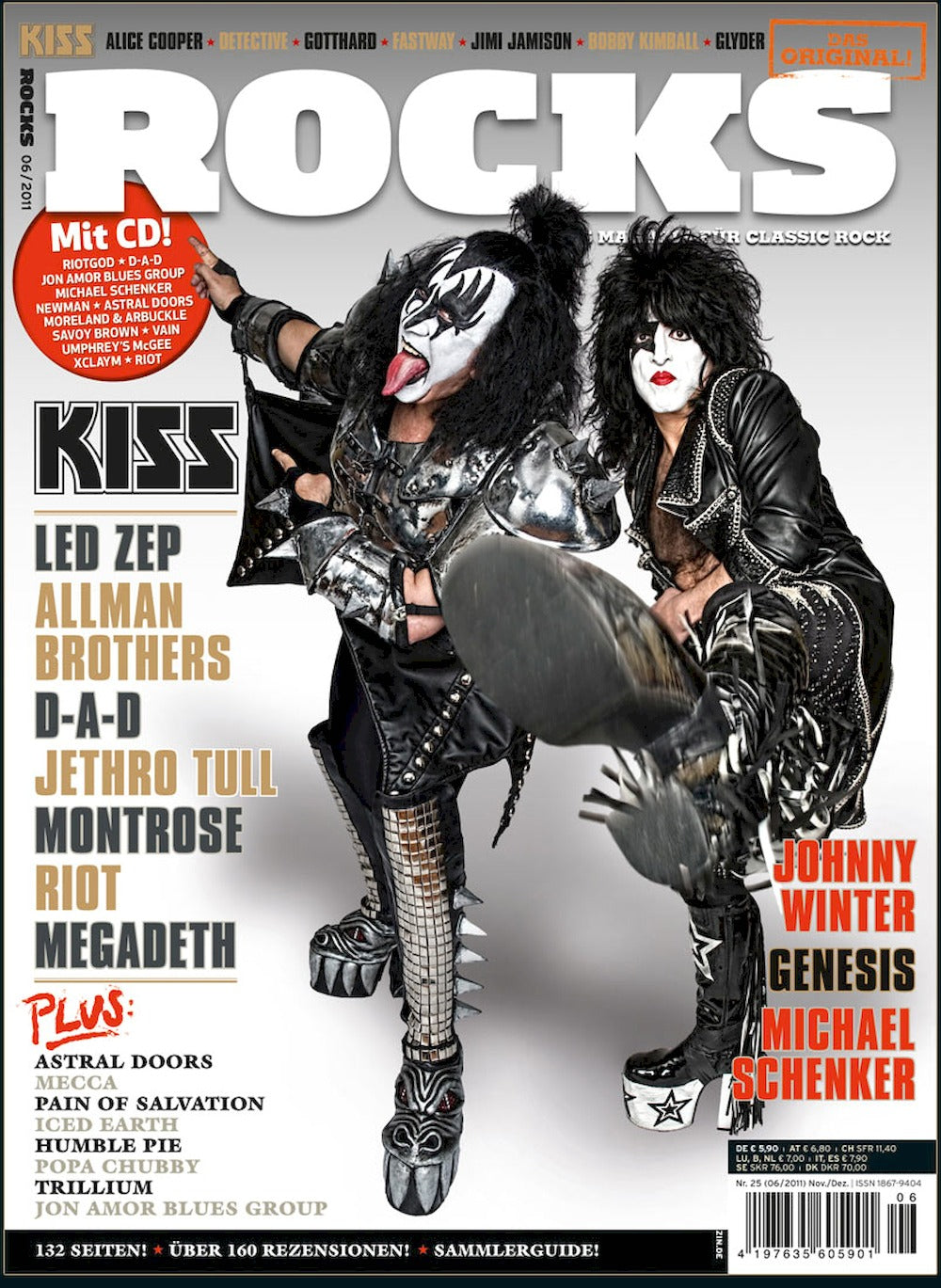 Rocks Revista Alemania 2011 #25 Kiss Led Zeppelin Allman Brothers Jethro Tull Megadeth Edición original