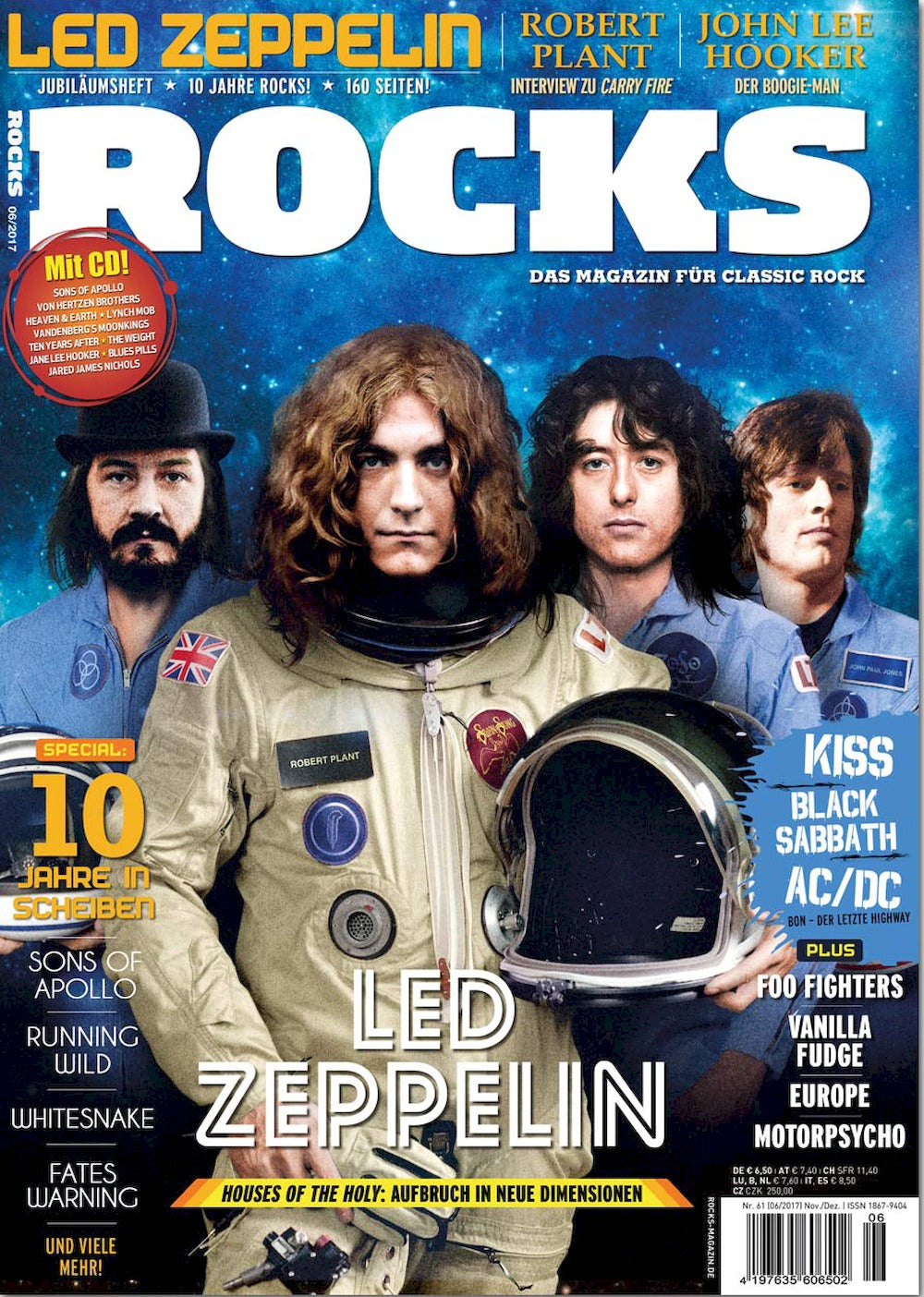 Rocks Magazin Deutschland 2017 #61 Led Zeppelin Robert Plant John Lee Hooker Kiss