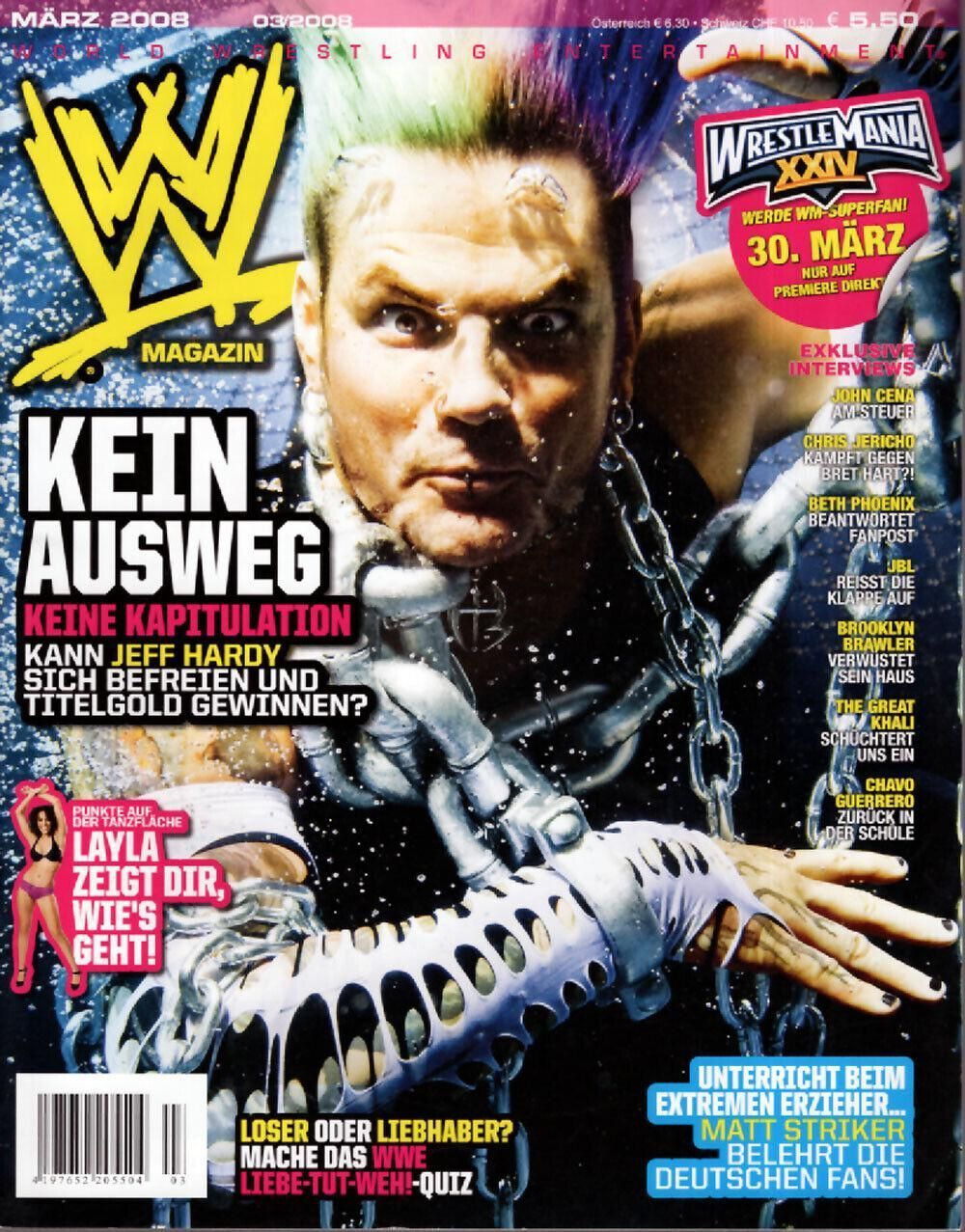 WWE Wrestling Magazin Deutschland 2008-03 Jeff Hardy Layla John Cena