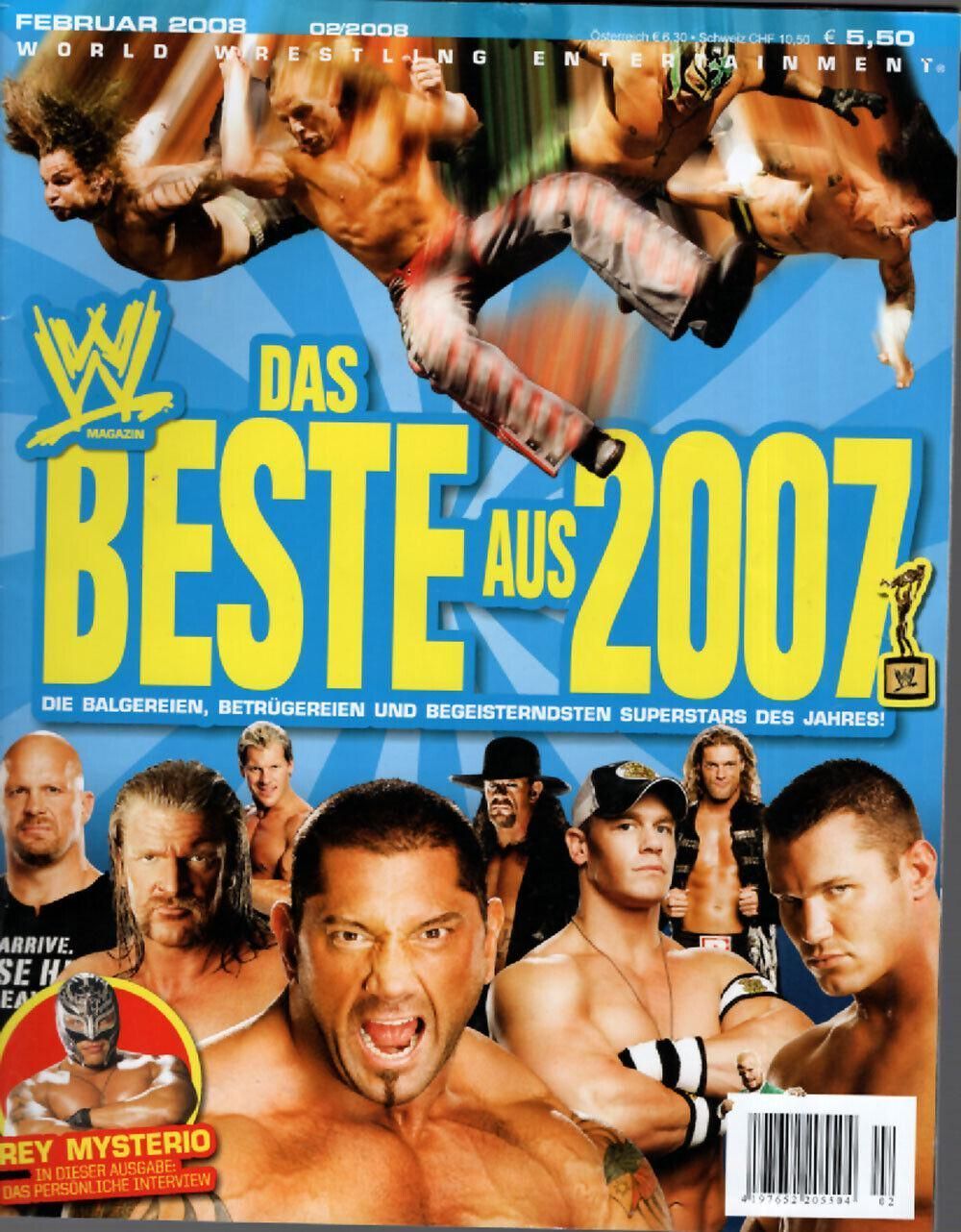 WWE Wrestling Magazin Deutschland 2008-02 Wrestling Rey Mysterio CM Punk Jeff Hardy Kennedy Dave Batista