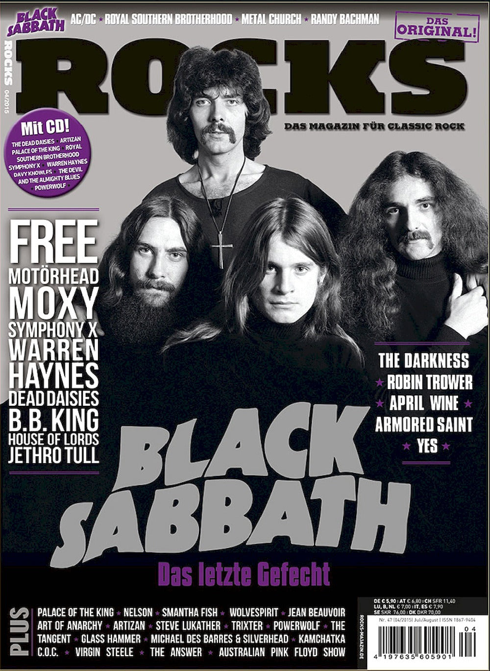 Rocks Magazine Allemagne 2015 #47 Black Sabbath Free Moxy Warren Haynes Jethro Tull