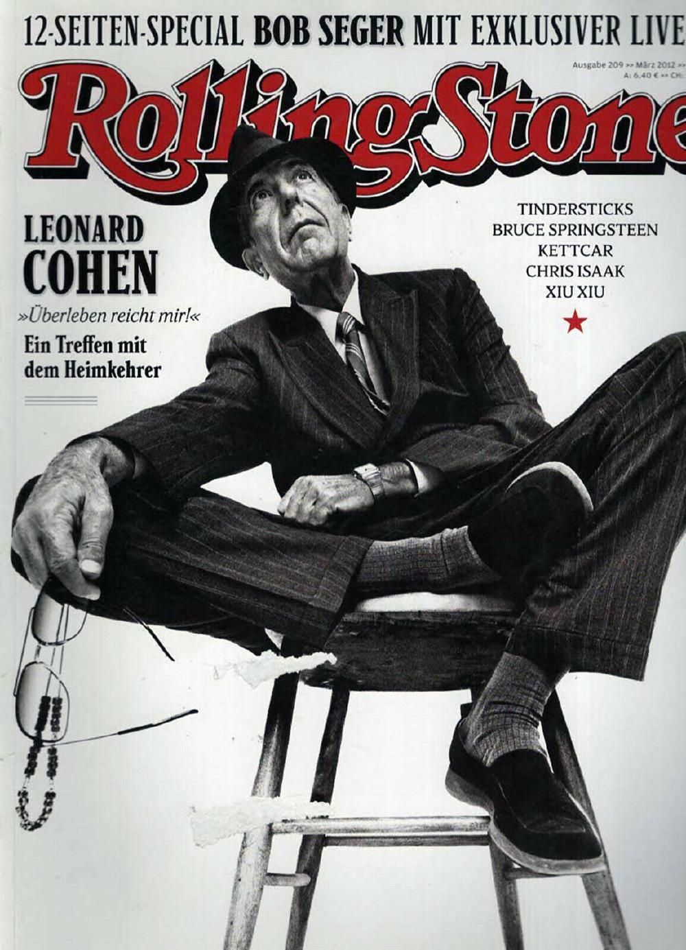 Rolling Stone Magasin Tyskland 2012 #209 Leonard Cohen Tindersticks Originaludgave