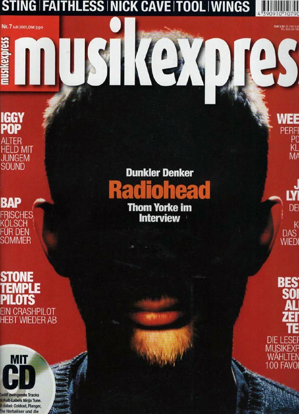 Musikexpress Magazin Deutschland 2001-07 Radiohead Thom Yorke Iggy Pop Weezer