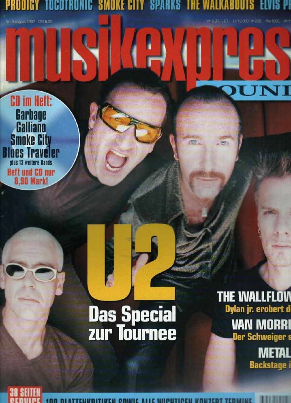 Musikexpress Magazin Deutschland 1997-08 U2 The Wallflowers Van Morrison Metallica U2