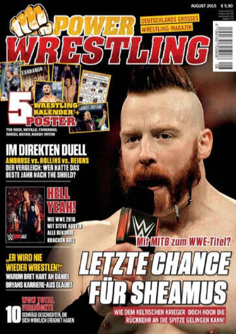 Power Wrestling Magazin Deutschland 2015-08 Sheamus Steve Austin Bret Hart