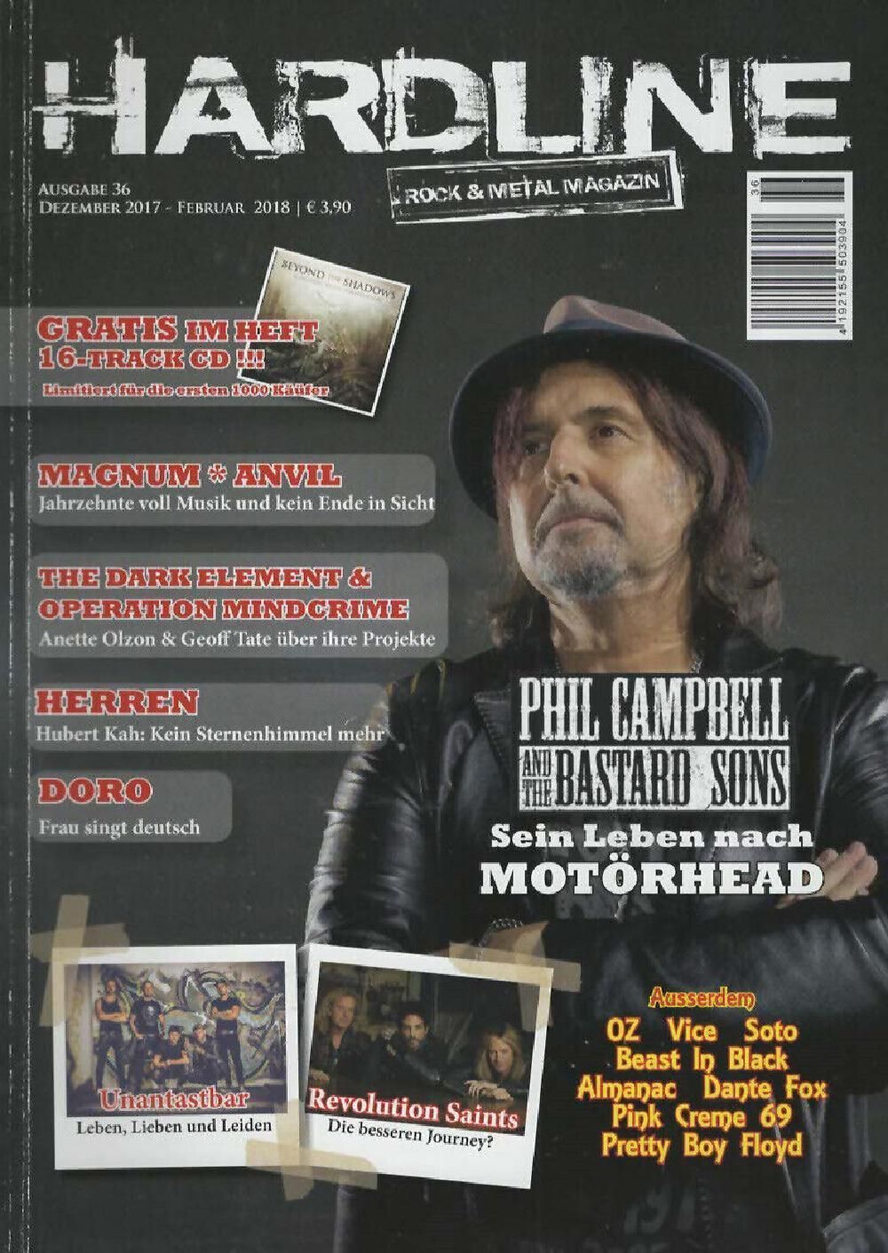 Hardline Magazin Deutschland 2017 #36 Phil Campbell Magnum Anvil The Dark Element