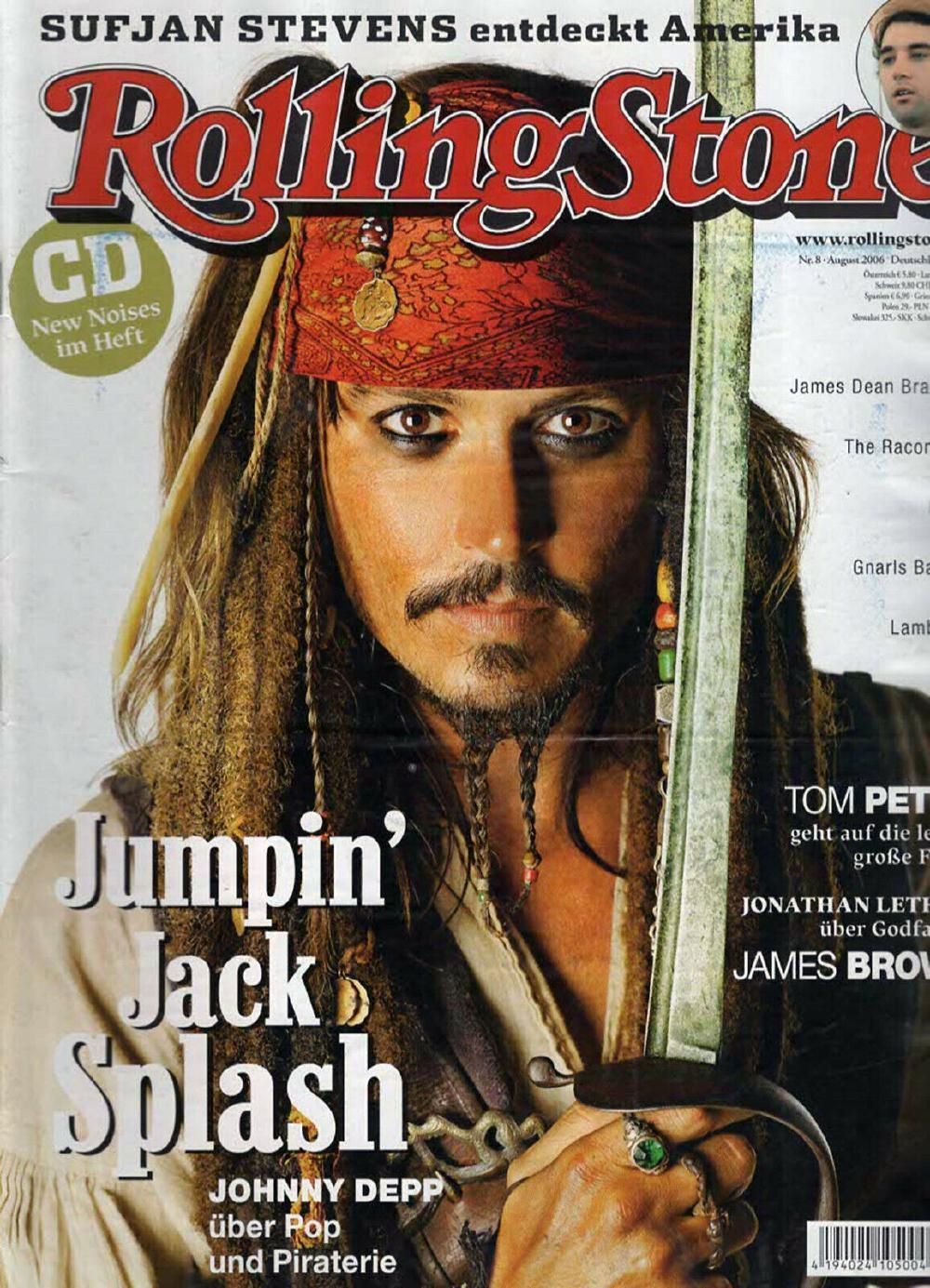 Rolling Stone Magazin Deutschland 2006-08 Johnny Depp Tom Petty James Brown