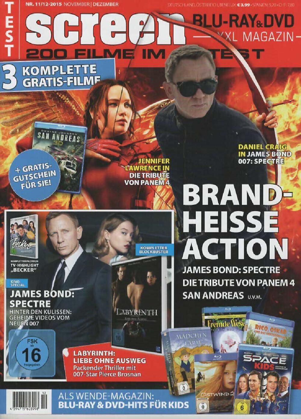 Screen Magazin Deutschland 2015-11 Daniel Craig Jennifer Lawrence James Bond