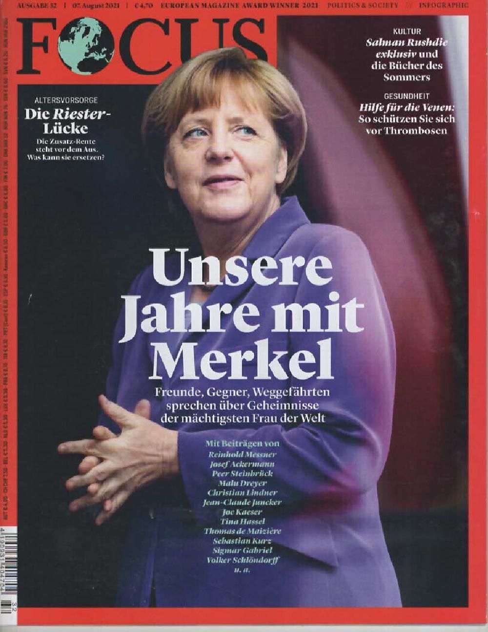 Focus Magazin Deutschland 2021-32 Angela Merkel Lagerfeld