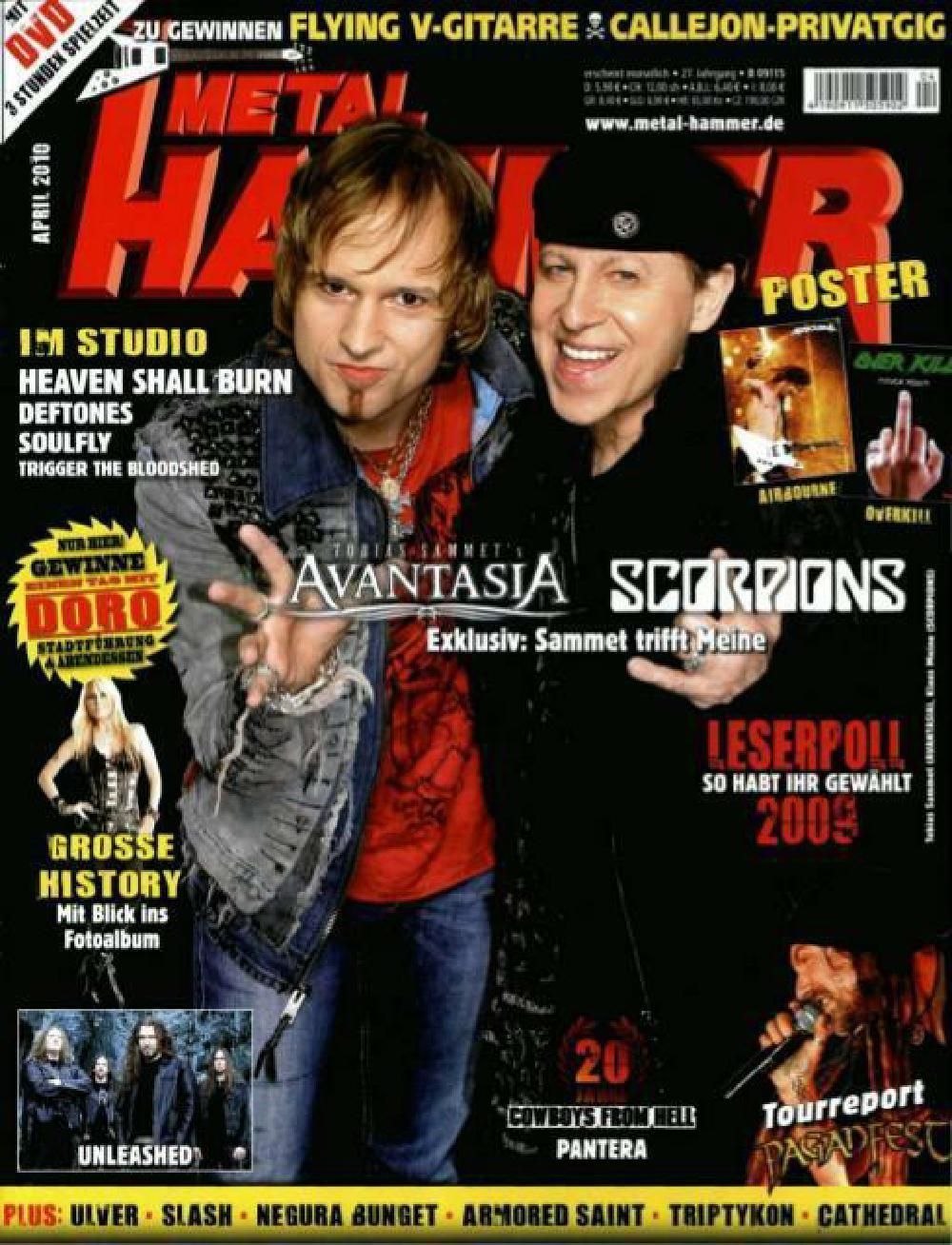 Metal Hammer Revista Alemanha 2010-04 – Avantasia Scorpions Doro Unleashed Tobias Sammet – Edição original