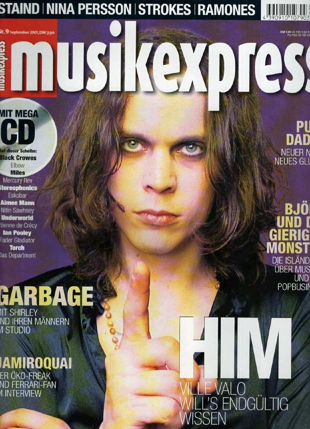 Musikexpress Magazin Deutschland 2001-09 HIM Garbage Jamiroquai Puff Daddy