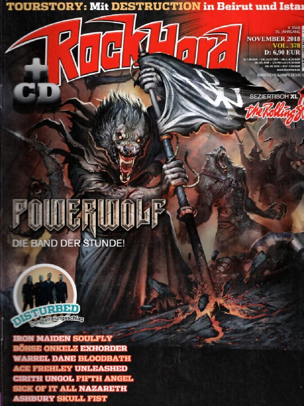 Rock Hard Magazin Deutschland 2018 #378 Powerwolf Disturbed Destruction Iron Maiden