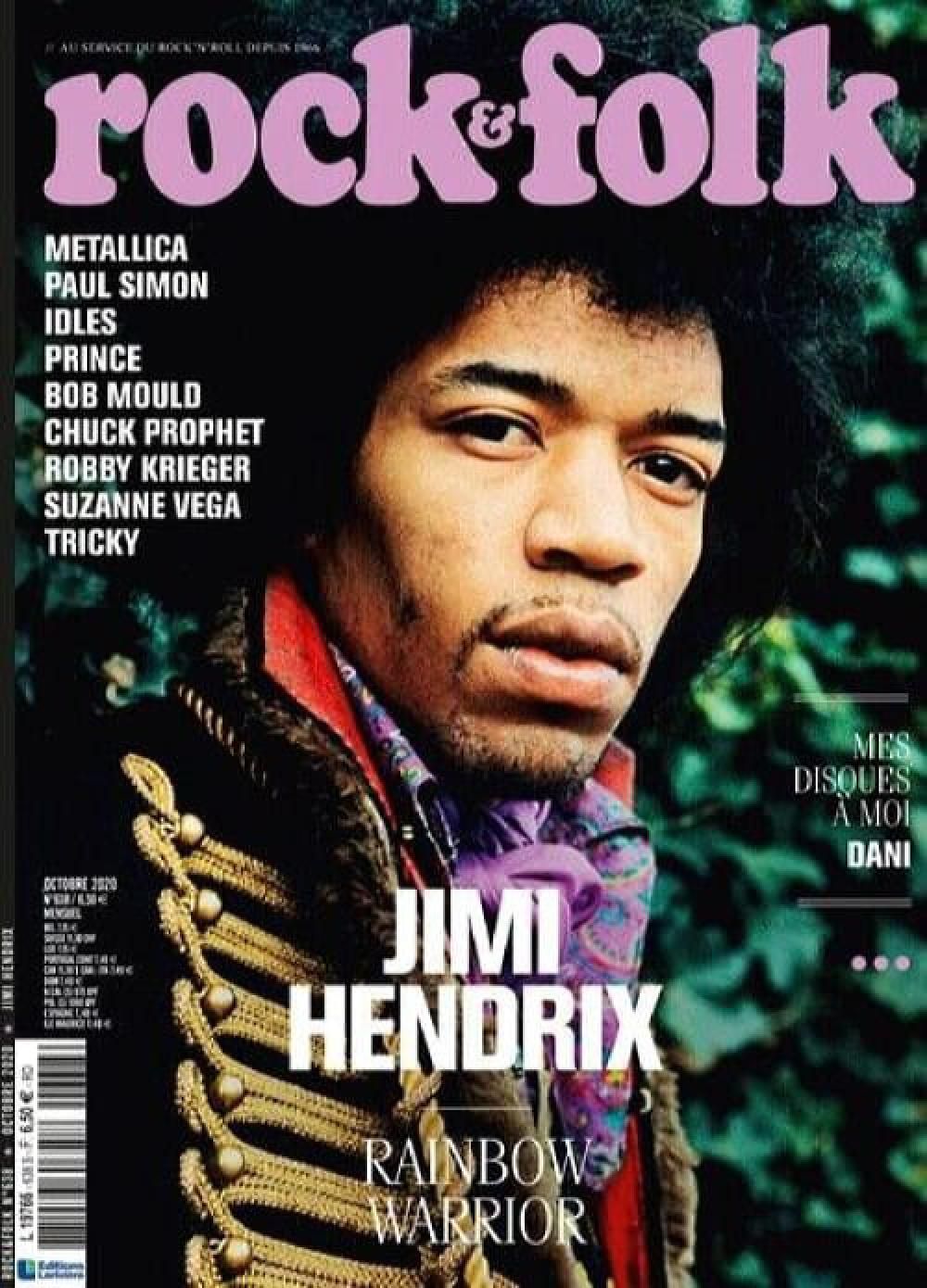 Rock & Folk Lehti Ranska 2020 #638 Jimi Hendrix Metallica Paul Simon Alkuperäinen painos