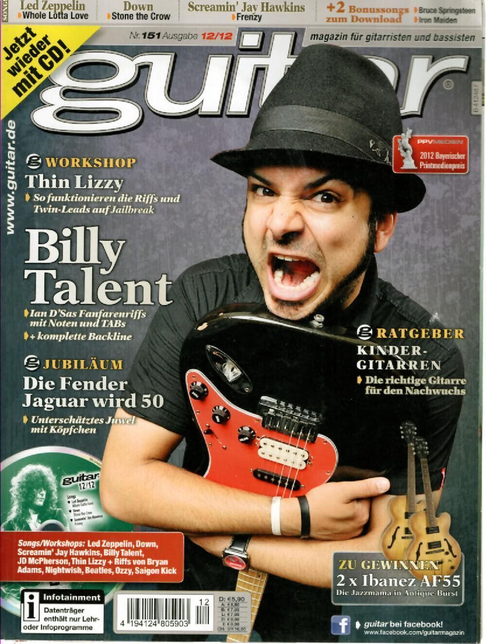 Guitar Magazin Deutschland 2012-12 Billy Talent Thin Lizzy Led Zeppelin
