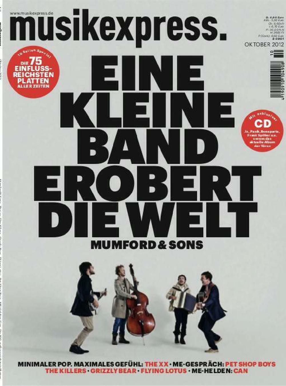 Musikexpress Magazine Germany 2012-10 Mumford & Sons The XX Pet Shop Boys Original Print Issue