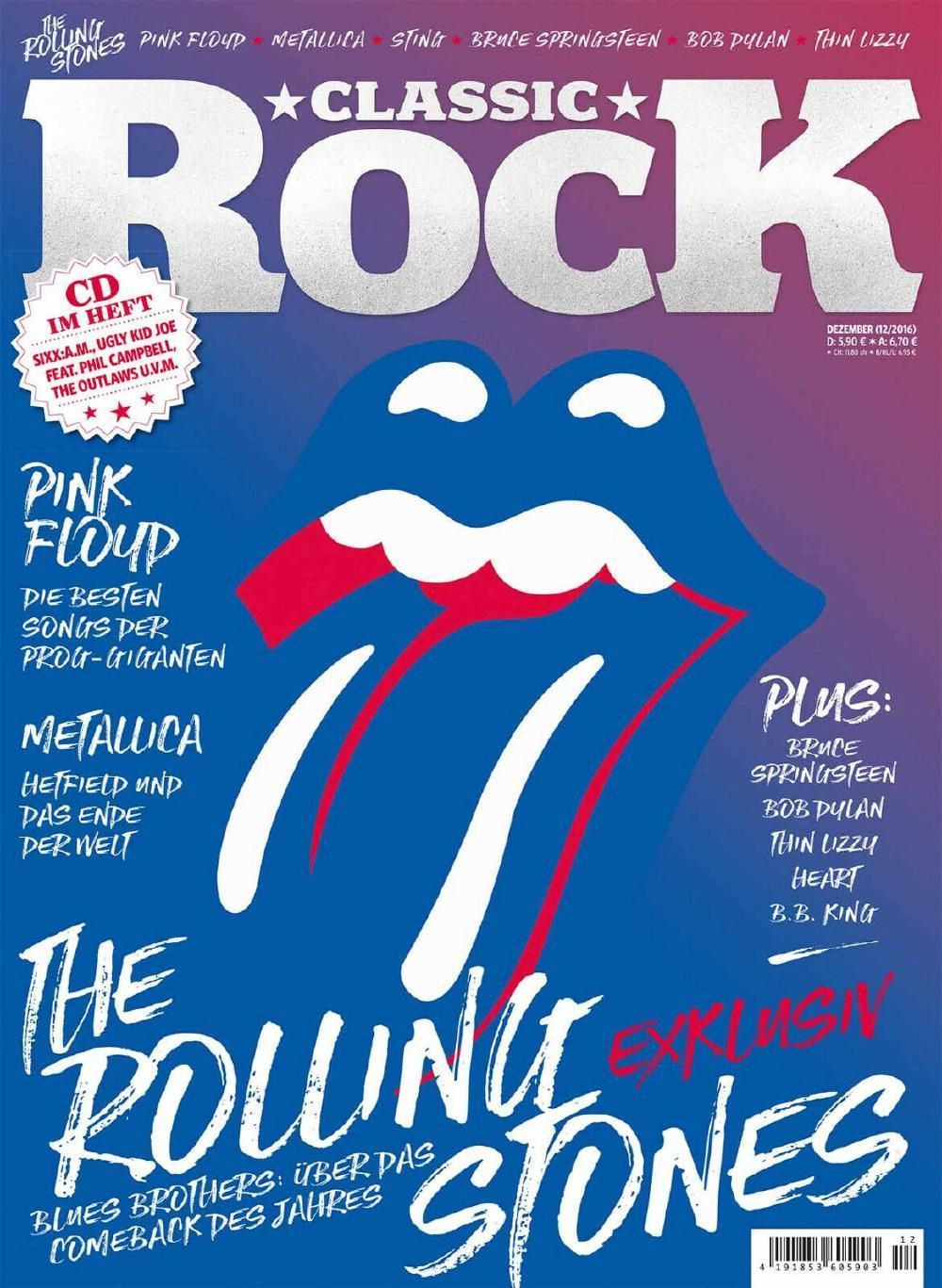 Classic Rock Magazine Allemagne 2016-12 – Rolling Stones Pink Floyd Metallica Bruce Springsteen – Édition originale