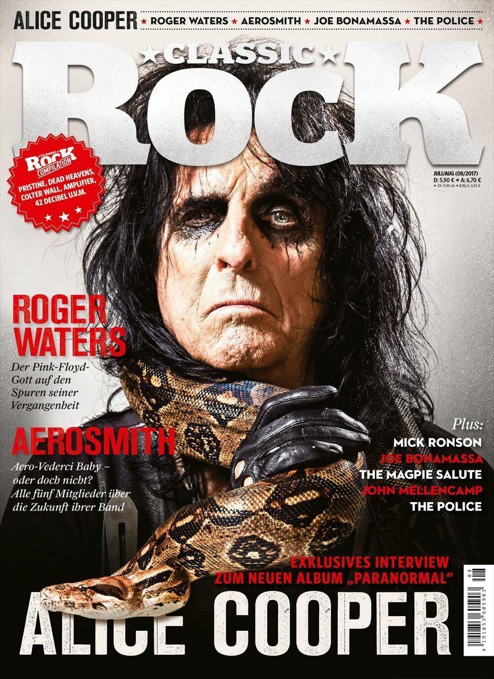Classic Rock Magazin Deutschland 2017 #62 Alice Cooper Roger Waters Aerosmith Mick Ronson