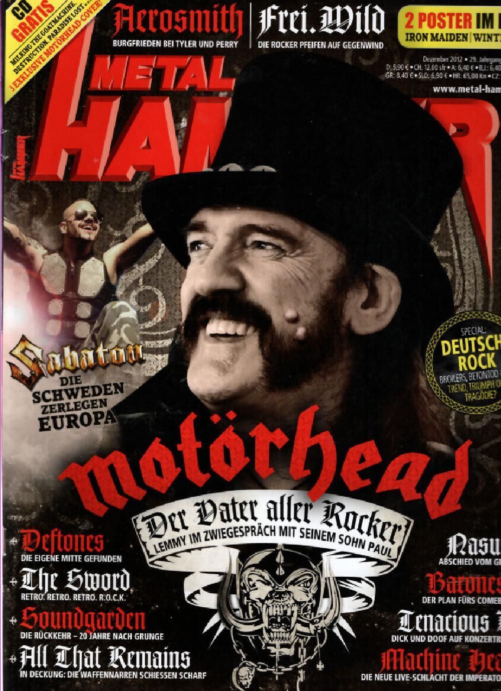 Metal Hammer Magazin Deutschland 2012-12 Lemmy Kilmister Motörhead Deftones