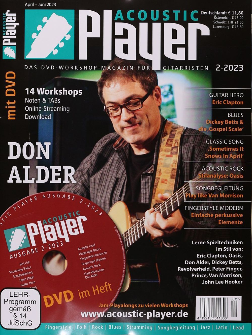 Acoustic Player Magazin Deutschland 2023-02 Don Alder Eric Clapton Dickey Betts Oasis Van Morrison