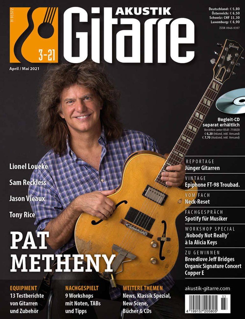 Akustik Gitarre Magazine Germany 2021-03 Pat Matheny Lionel Loueke Sam Reckless