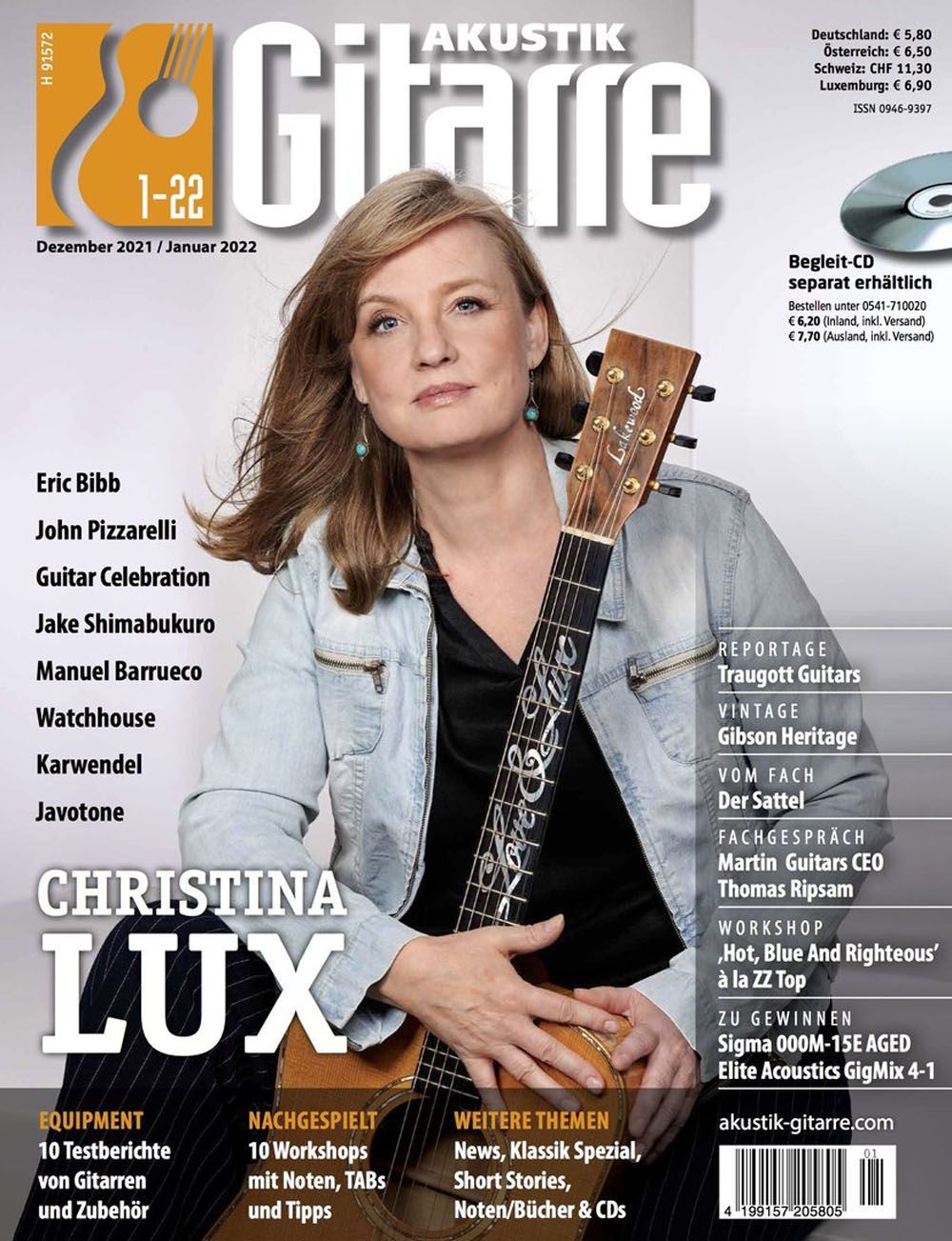 Akustik Gitarre Magazine Germany 2022-01 Christina Lux Eric Bibb Jake Shimabukuro