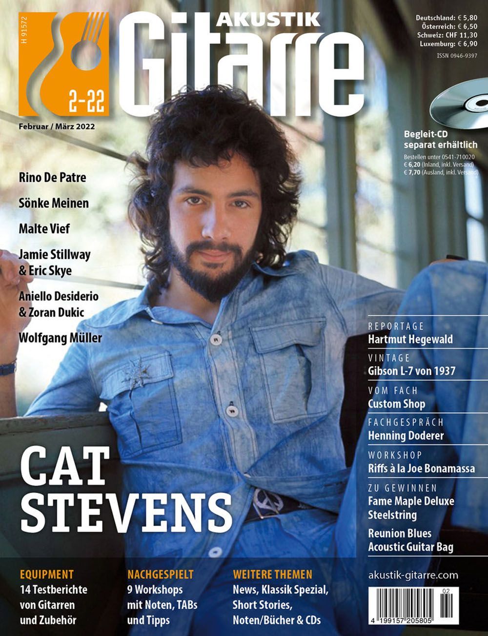 Akustik Gitarre Magazine Germany 2022-02 Cat Stevens Rino De Patre Jamie Stillway