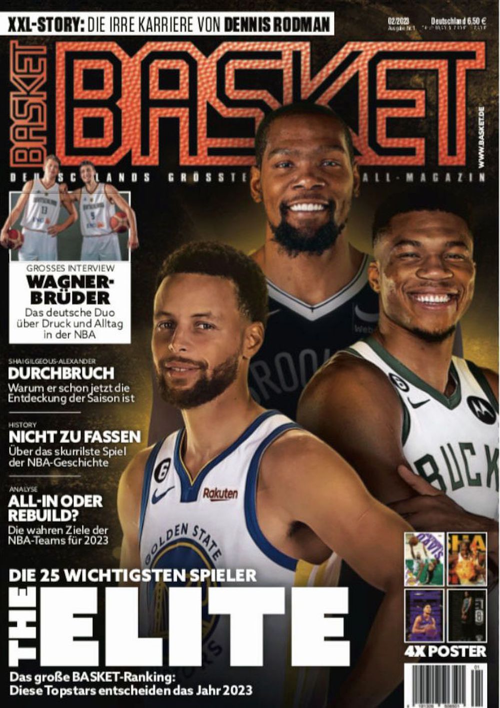 Basket Magasin Tyskland 2023-02 Giannis LeBron Luka Shai Gilgeous-Alexander Originaludgave