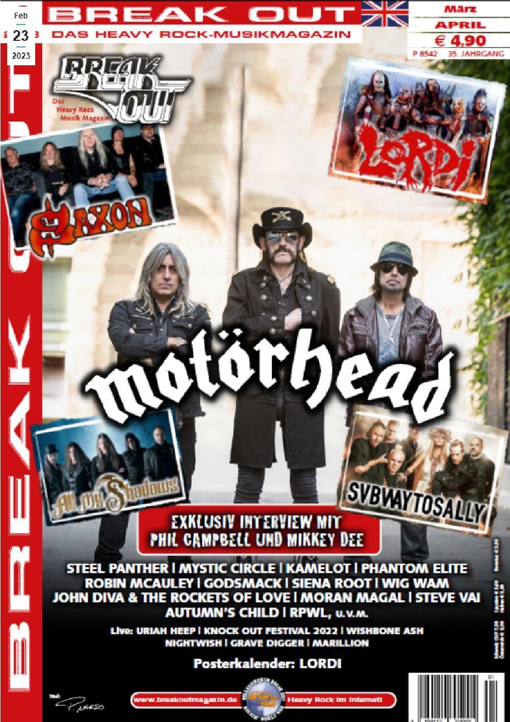 Break Out Magasin Tyskland 2023-01 Motörhead Subway To Sally Originaludgave