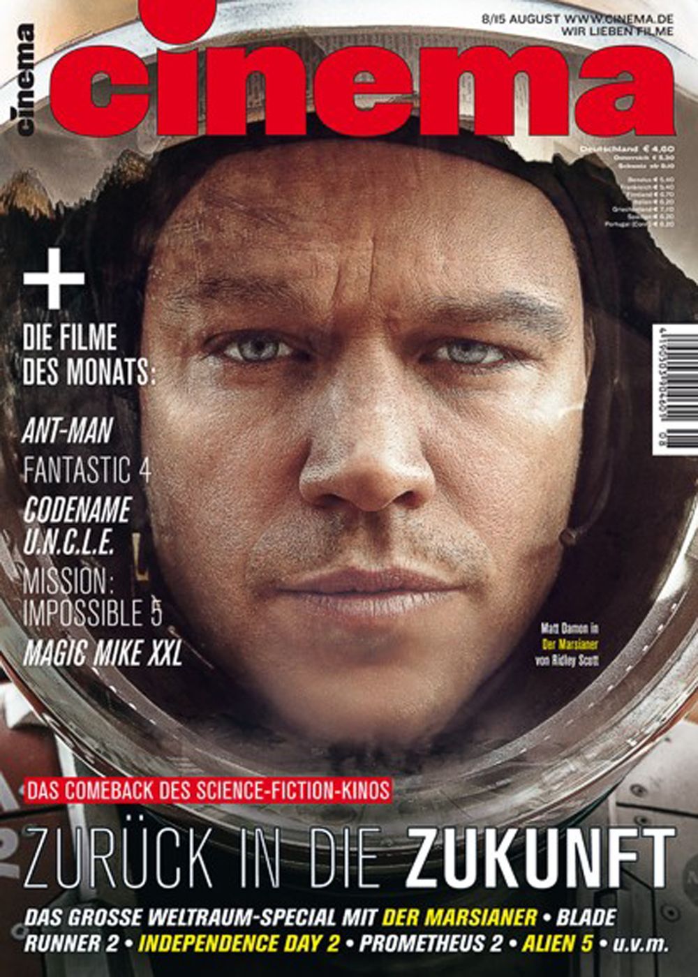 Cinema Magazin Deutschland 2015-08 Matt Damon