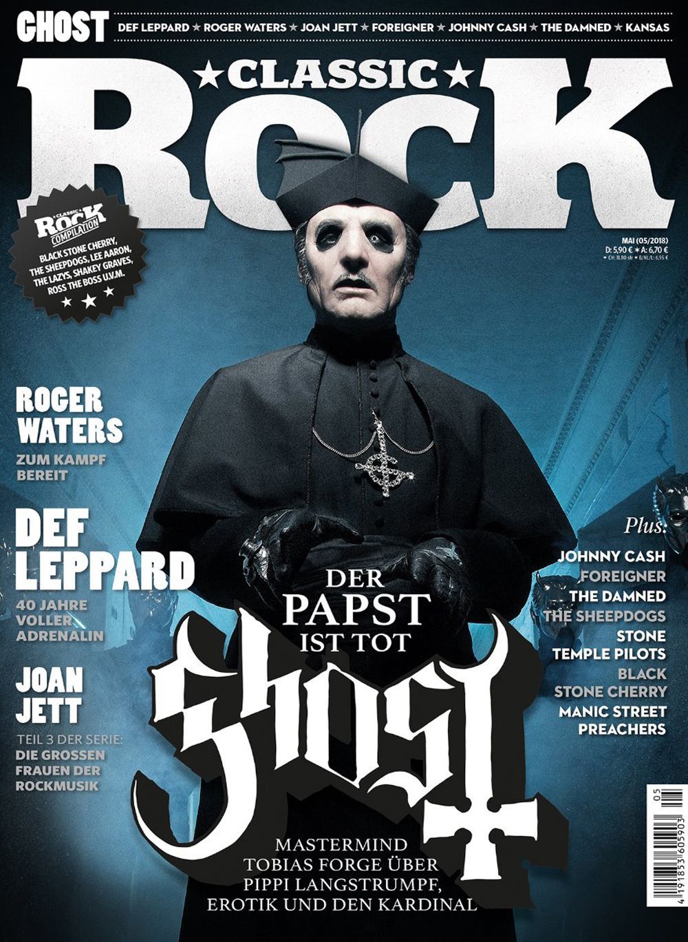 Classic Rock Magazin Deutschland 2018-05 Ghost Roger Waters Def Leppard Joan Jett Tobias Forge