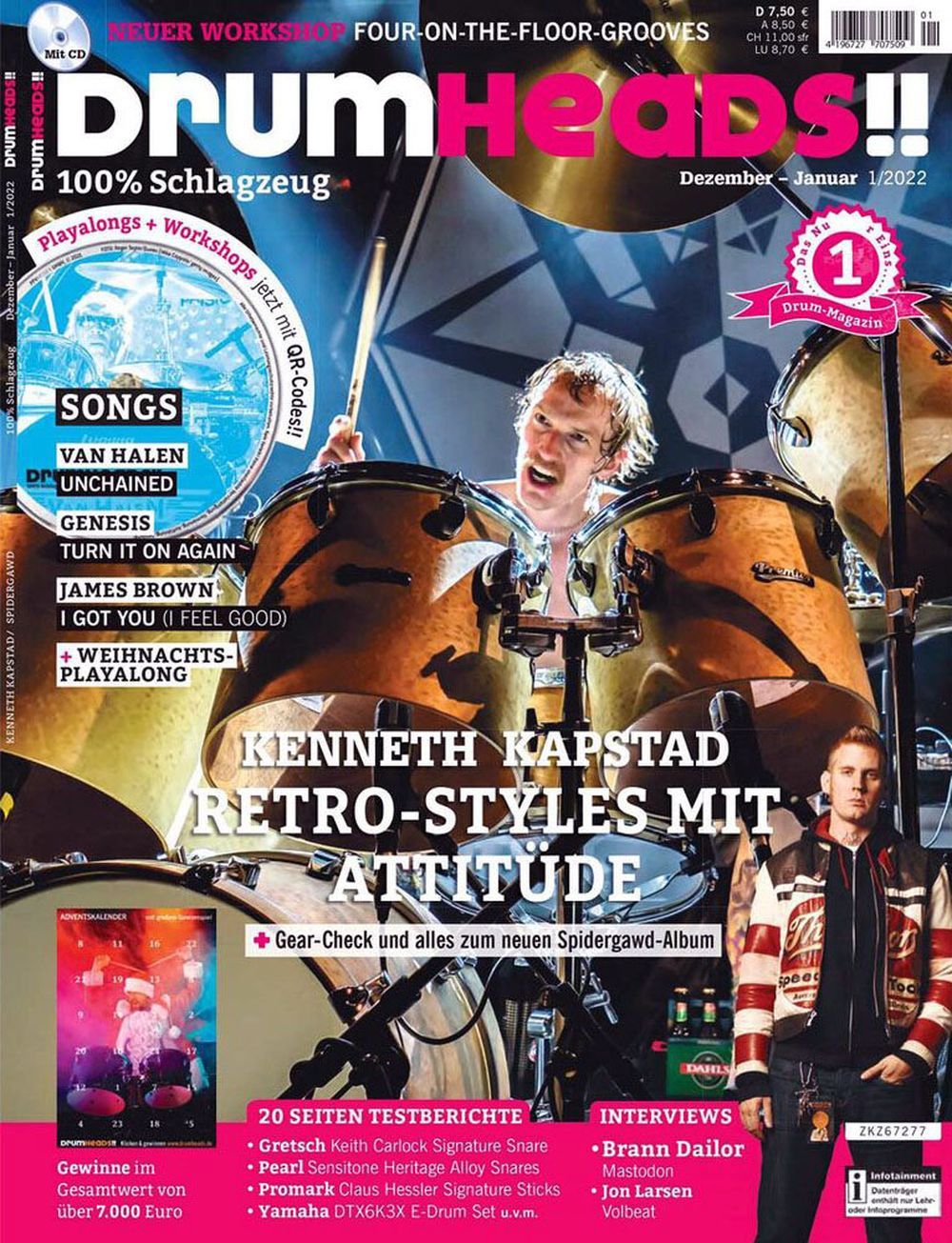 Drumheads Magasin Tyskland 2022-01 Brann Dailor Jon Larsen Kenneth Kapstad Originaludgave