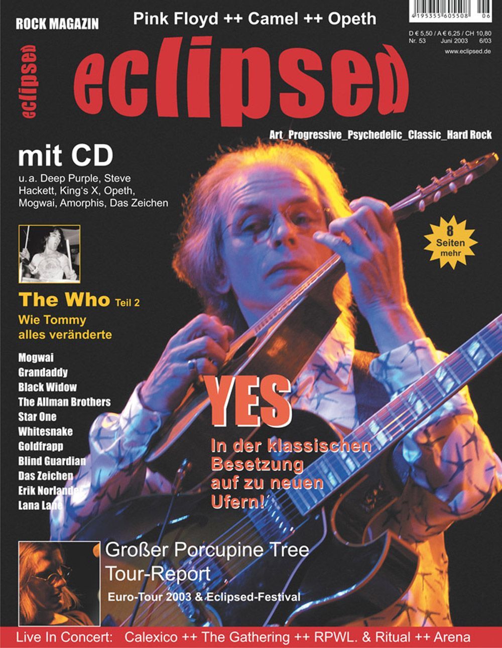 Eclipsed Rivista Germania 2003 #53 Yes Who Porcupine Tree Mogwai Grandaddy Edizione originale