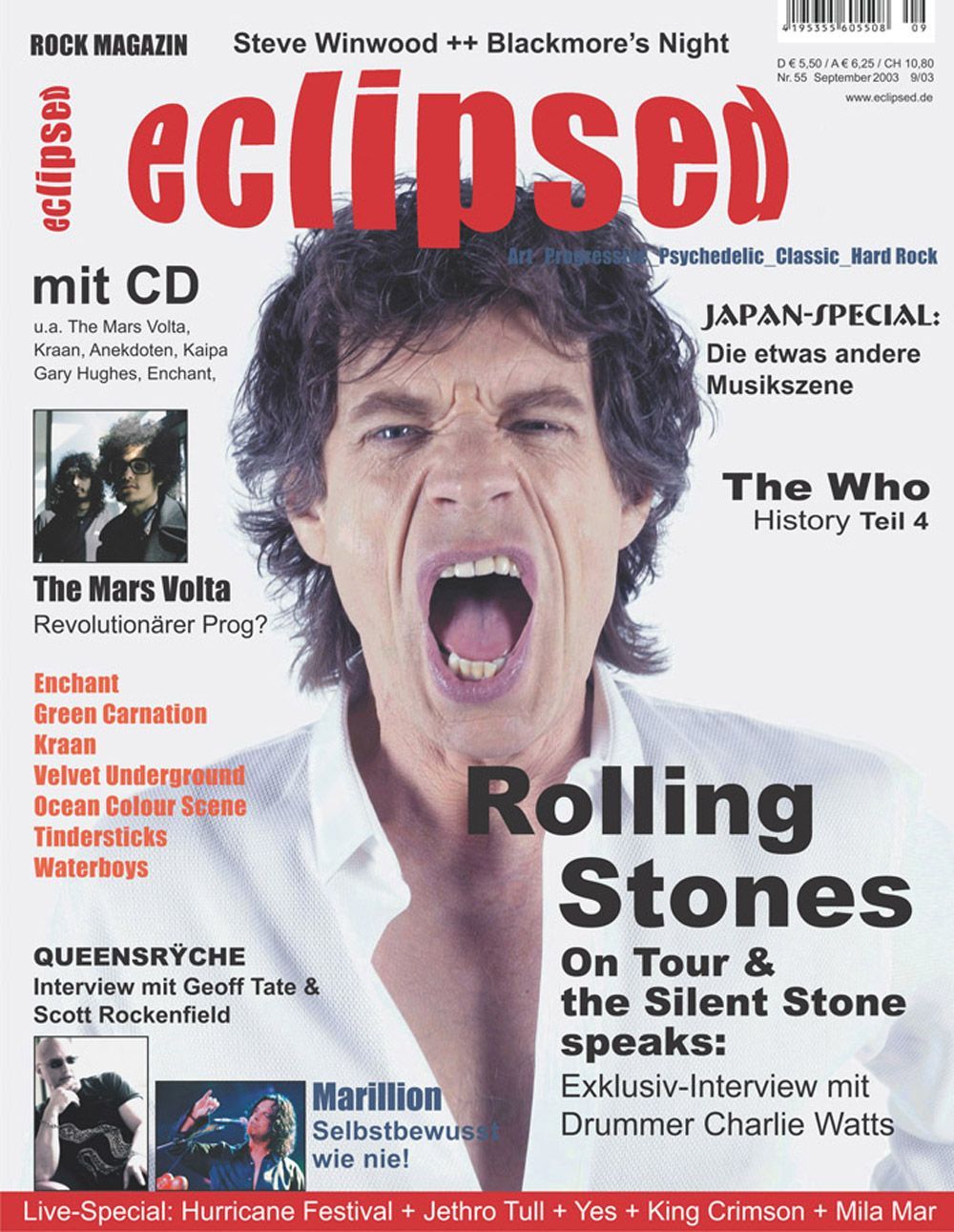 Eclipsed Tijdschrift Duitsland 2003 #55 Rolling Stones Mars Volta Marillion Originele uitgave