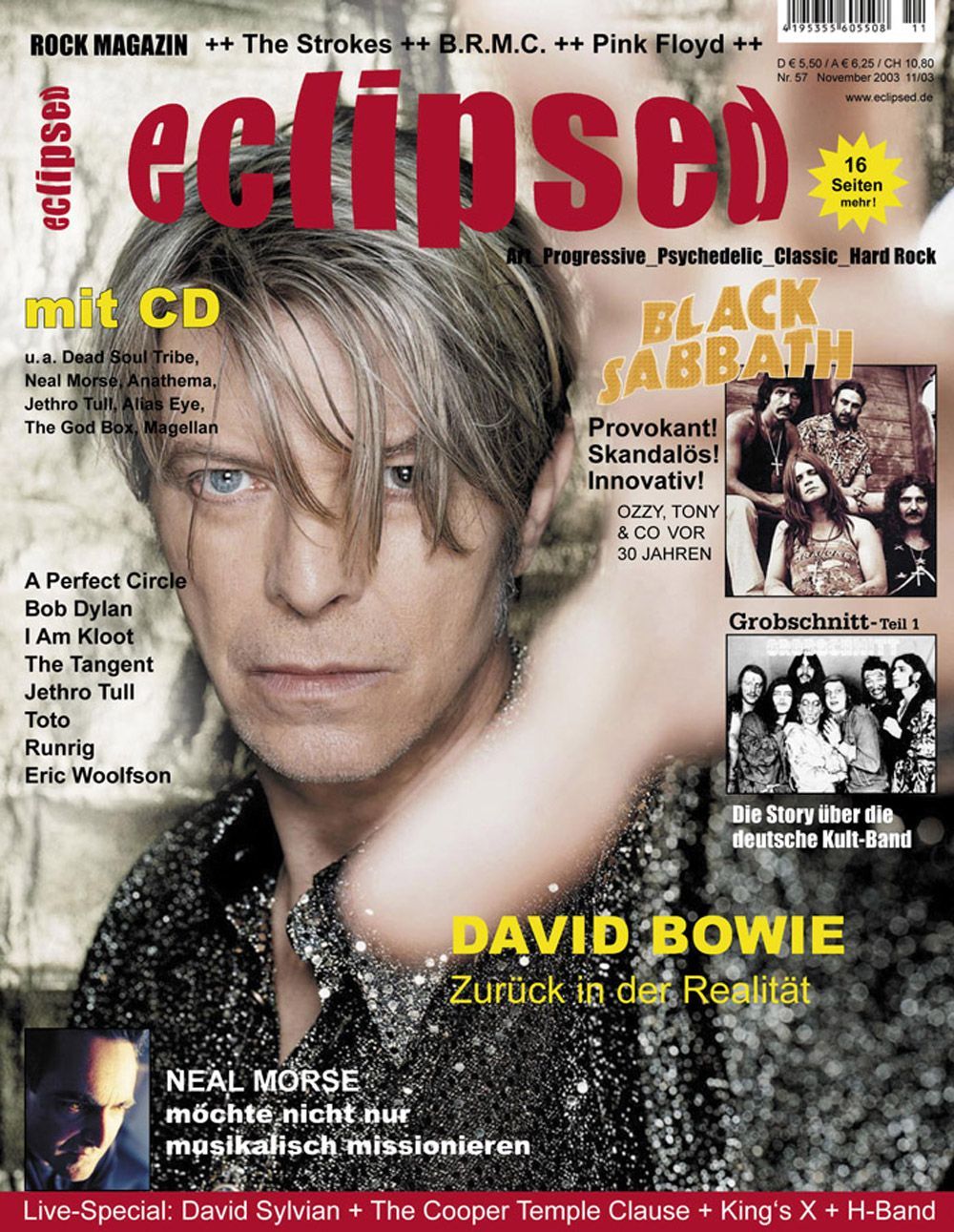 Eclipsed Tijdschrift Duitsland 2003 #57 David Bowie Black Sabbath Neal Morse Originele uitgave