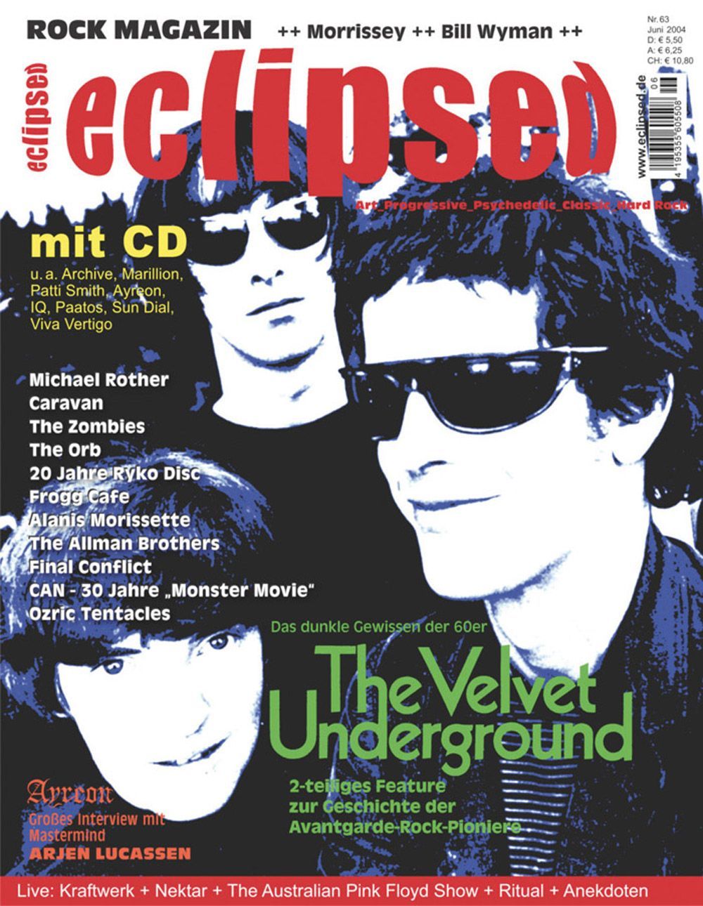Eclipsed Magazine Germany 2004 #63 Velvet Underground Ayreon Michael Rother