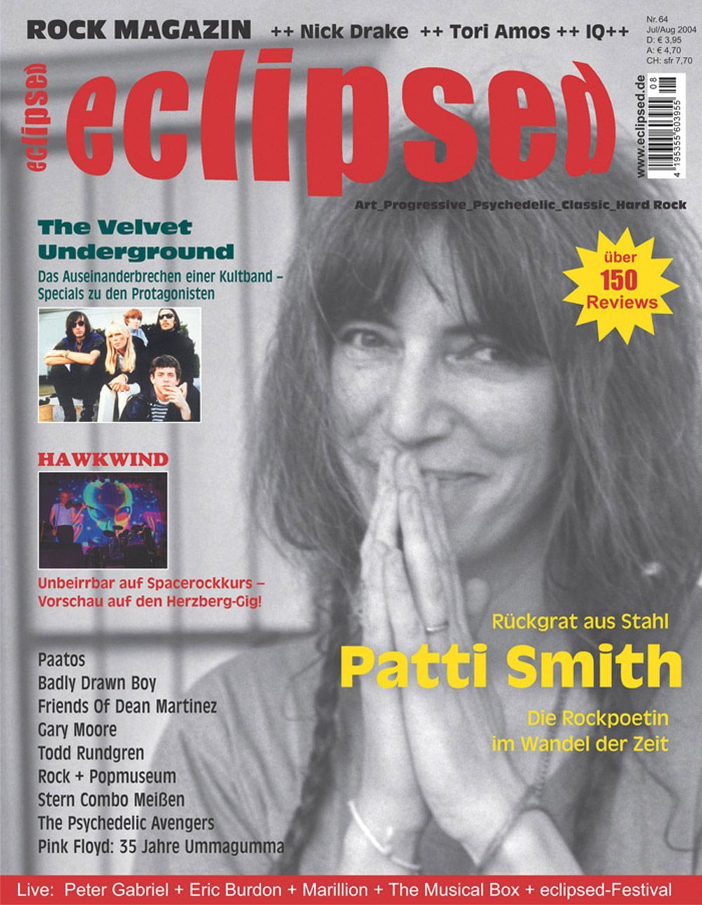 Eclipsed Magazin Deutschland 2004 #64 Patti Smith Velvet Underground Hawkwind