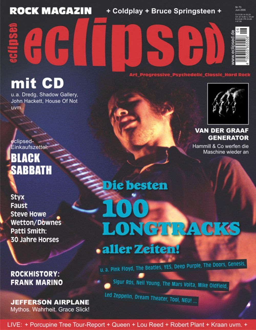 Eclipsed Magazin Deutschland 2005 #73 Bruce Springsteen Coldplay Black Sabbath Styx Faust