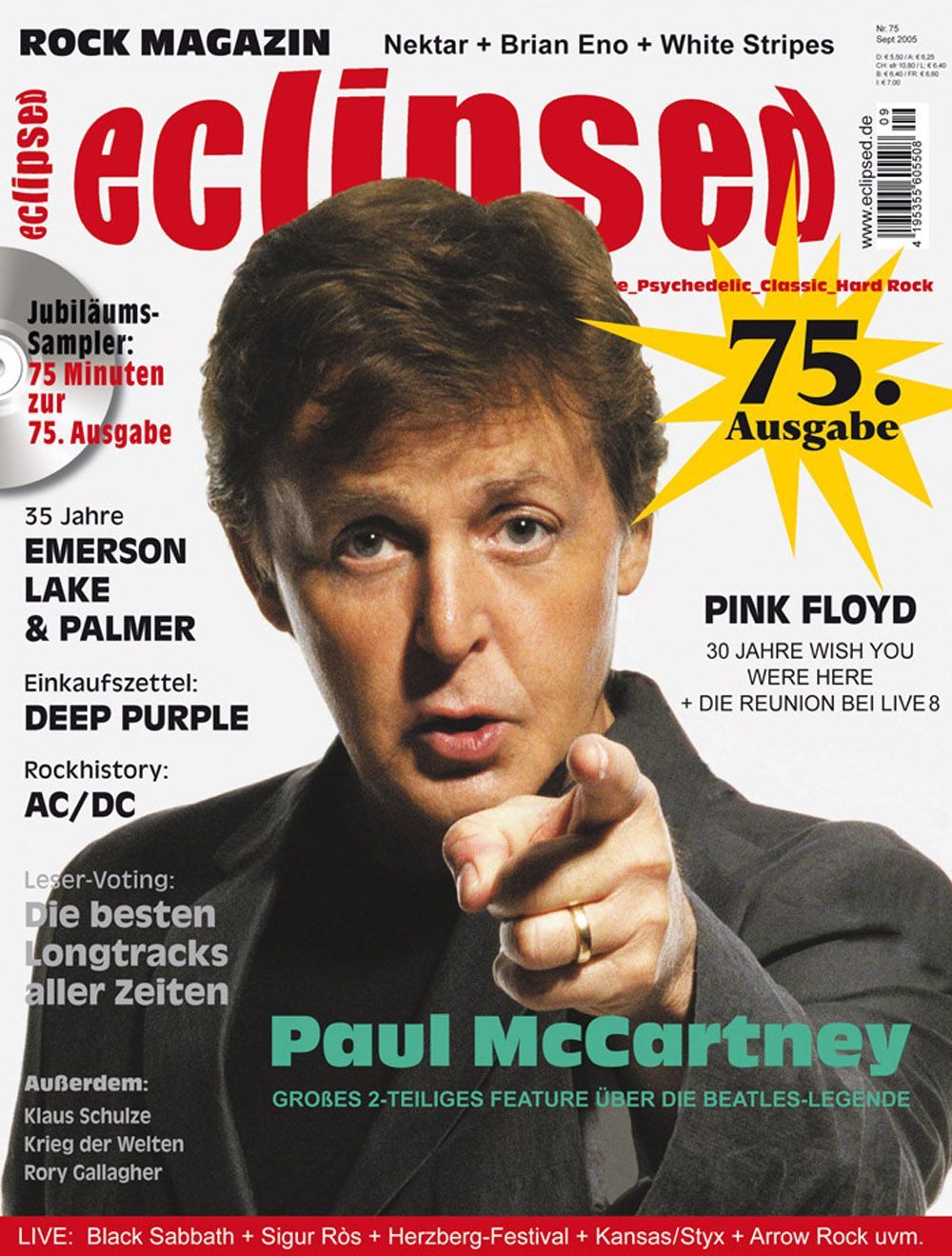 Eclipsed Tijdschrift Duitsland 2005 #75 Paul McCartney Deep Purple ACDC Pink Floyd Originele uitgave