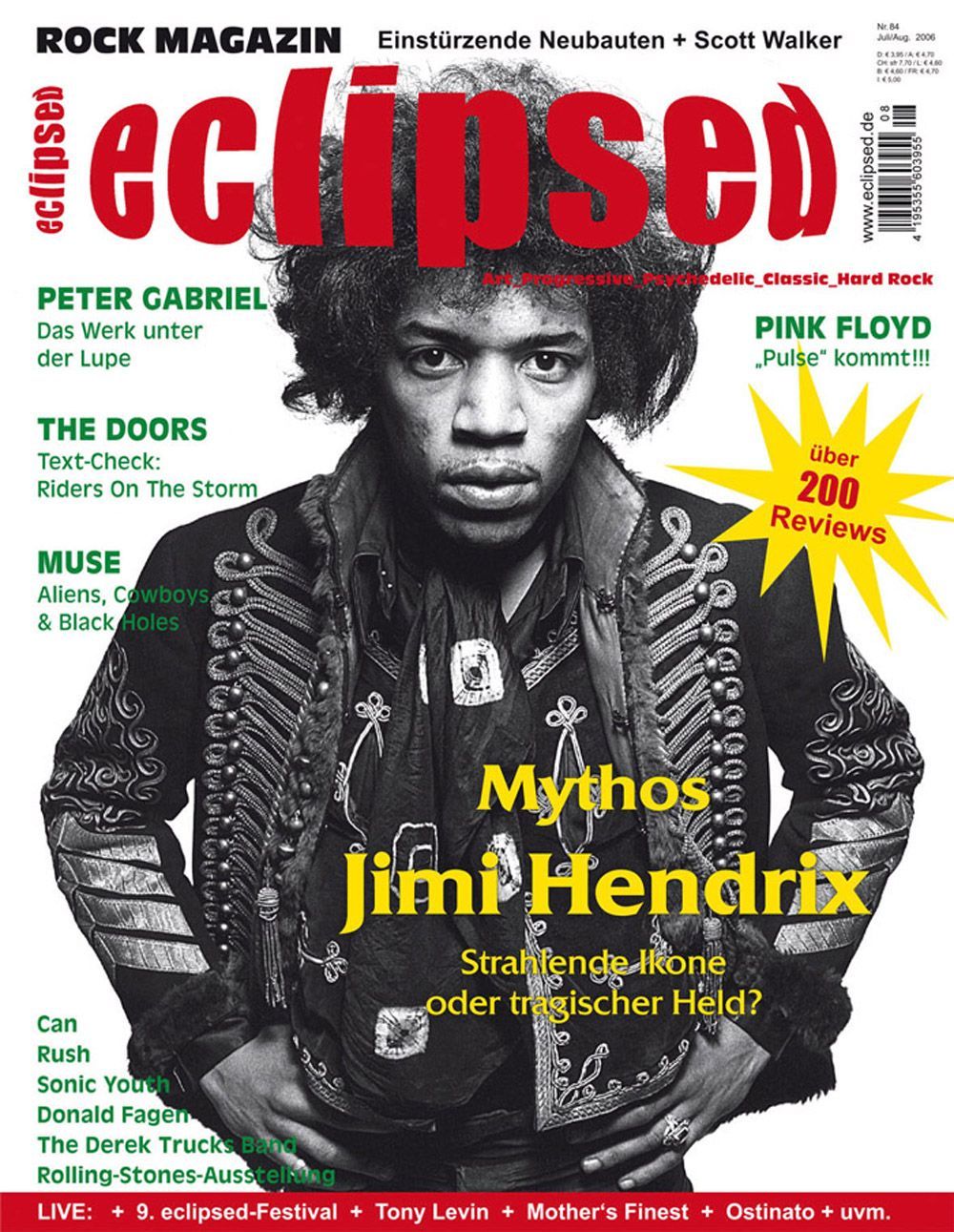 Eclipsed Magazin Deutschland 2006 #84 Jimi Hendrix Peter Gabriel The Doors Muse Can